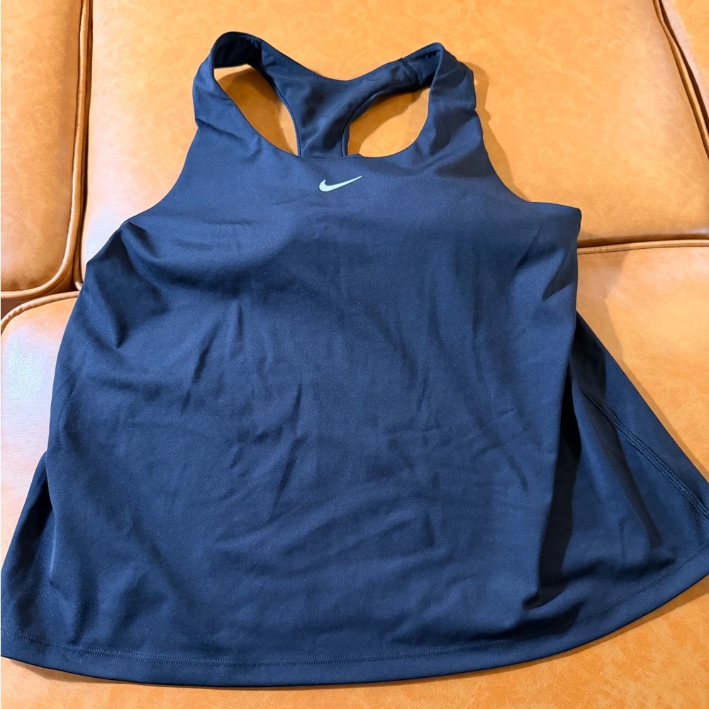 Nike Women's Black Racerback Swim Tank with Small White Swoosh